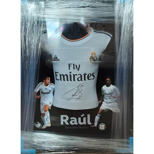 1565 - Raul Signed And 3D Framed Real Madrid Shirt Certificate of Authenticity