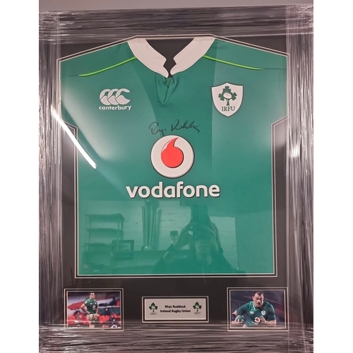 1572 - Rhys Ruddock Signed And Framed Ireland Rugby Shirt Certificate of Authenticity