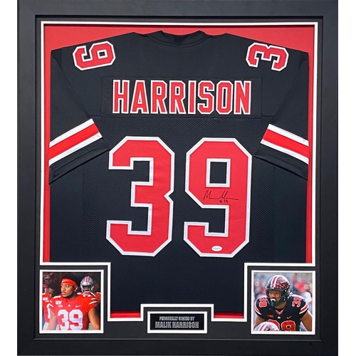 1587 - Malik Harrison Signed And Framed Jersey Certificate of Authenticity