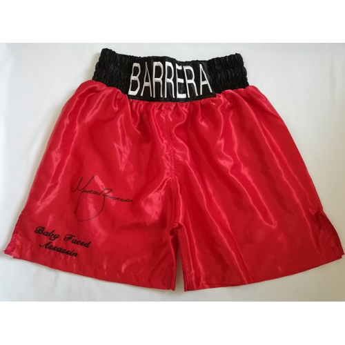 1607 - Barrera Signed Boxing Shorts Certificate of Authenticity