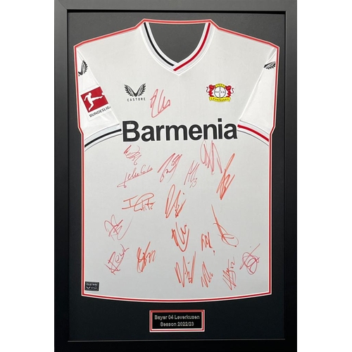 1687 - Bayer Leverkusen Multi Signed And Framed Shirt Certificate of Authenticity