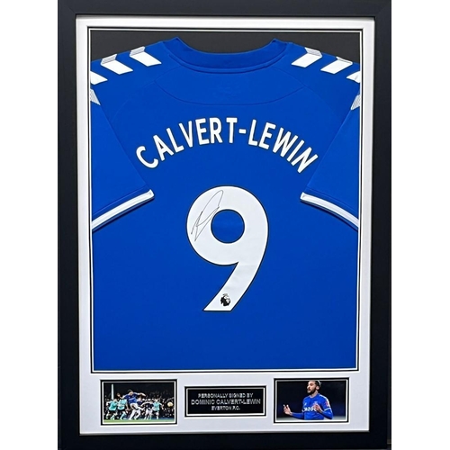 1695 - Dominic Calvert Lewin Signed And Framed Everton Shirt Certificate of Authenticity