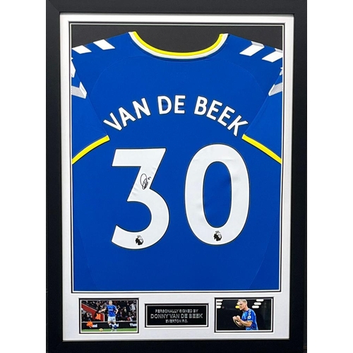 1694 - Donny Van De Beek Signed And Framed Everton Shirt Certificate of Authenticity