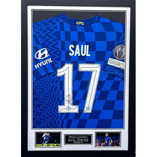 1696 - Saul Niguez Signed And Framed Everton Shirt Certificate of Authenticity