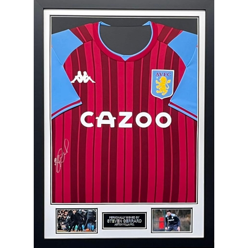 1692 - Steven  Gerrard Signed And Framed Aston Villa Shirt Certificate of Authenticity