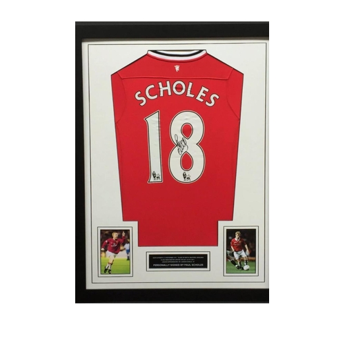 1715 - Paul Scholes Signed And Framed Manchester United Shirt Coa