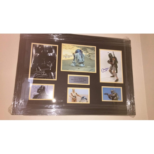 1716 - David Prowse, Kenny Baker And Jeremy Bulloch  Triple Signed And Framed Star Wars Display Coa