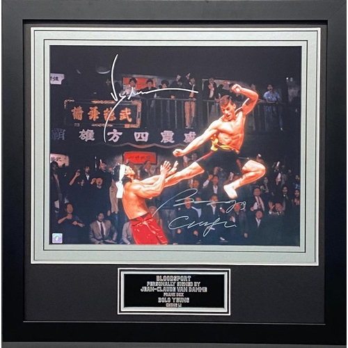 1790 - Jean-Claude Van Damme And Bolo Yeung Dual Signed And Framed Bloodsport Display Certificate of Aucthe... 