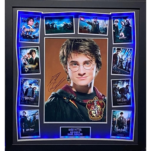 1803 - Daniel Radcliffe Signed And Framed Harry Potter Display With Led Lights Certificate of Aucthenticity