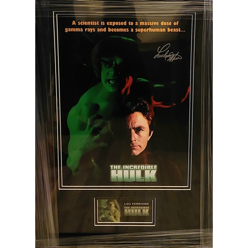 1805 - Lou Ferrigno Signed And Framed The Hulk Display Certificate of Aucthenticity