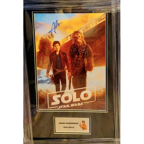 1825 - Alden Ehrenreich Signed And Framed Hans Solo Display Coa