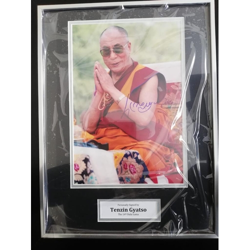 1824 - Tenzin Gyatso Signed And Framed Dalai Lama Display Coa