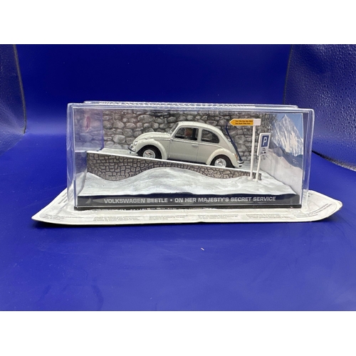 10 - James Bond Scale Diecast, Unopened Bubble Card. Volkswagen Beetle, On Her Majestys Secret Service.