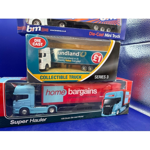 109 - 4 x Vehicles / Lorrys this lot is to include the home bargains super hauler Poundland collectible di... 