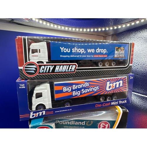 109 - 4 x Vehicles / Lorrys this lot is to include the home bargains super hauler Poundland collectible di... 