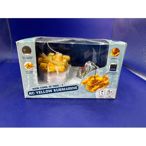 114 - Remote control yellow Submarine in box. Product number 0359, imported by Tesco stores.