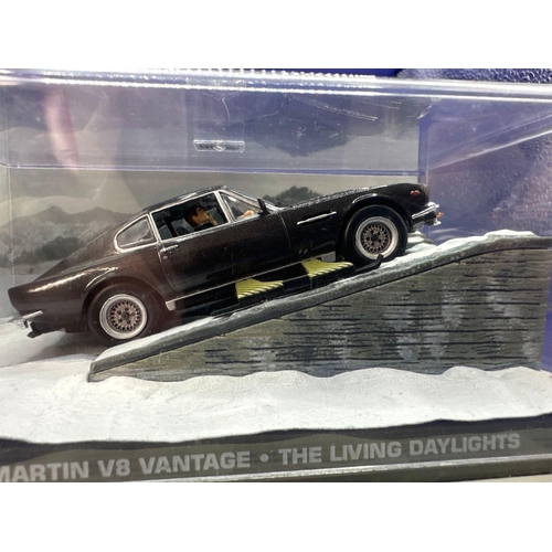 14 - James Bond Scale Diecast, Unopened Bubble Card. Aston Martin V8 Vantage. The Living Daylights.