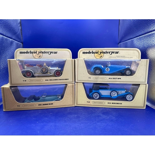 142 - 4 x Matchbox models of the yesteryear. Y1 1936 Jaguar, Y3 1934 Riley MPH, Y-10 1906 Rolls Royce Silv... 