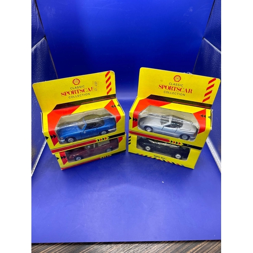 147 - 4 x Classic Sports Car Collection by Shell Garage. BMW Z1, BMW850I, Mercedes-Benz 500 SL, Mercedes-B... 