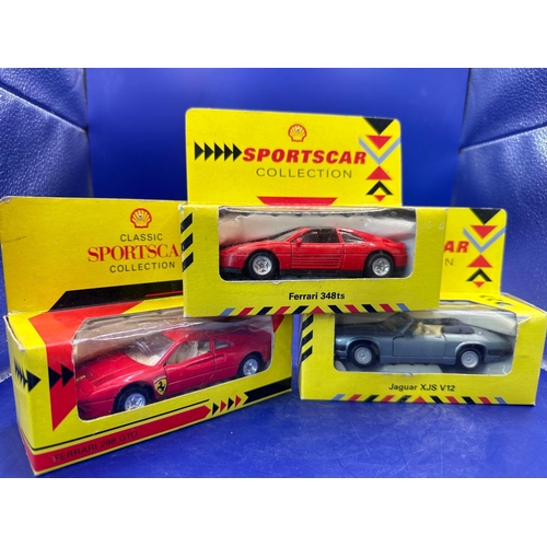 149 - 3 x Classic Sports Car Collection by Shell Garage. Jaguar XJS V12, Ferrari 48TS, Ferrari 288 GTO.