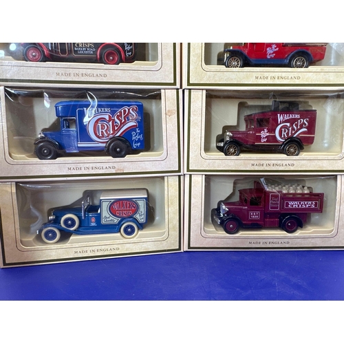 155 - 8 x Lledo Diecasts with Walkers Crips Branding.various vehicles as pictured