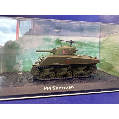 187 - Atlas Edition Ultimate tank in Perspex case, 1:72 scale. M4 Sherman