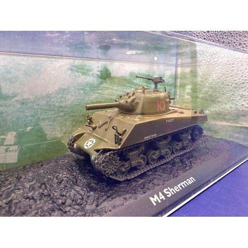 187 - Atlas Edition Ultimate tank in Perspex case, 1:72 scale. M4 Sherman