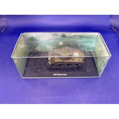 187 - Atlas Edition Ultimate tank in Perspex case, 1:72 scale. M4 Sherman