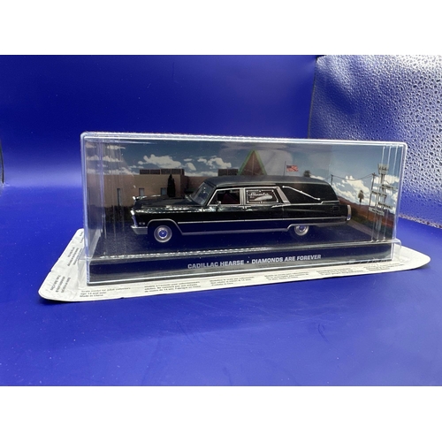 19 - James Bond Scale Diecast, Unopened Bubble Card. Cadillac Hearse, Diamonds are Forever