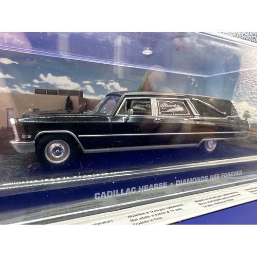 19 - James Bond Scale Diecast, Unopened Bubble Card. Cadillac Hearse, Diamonds are Forever