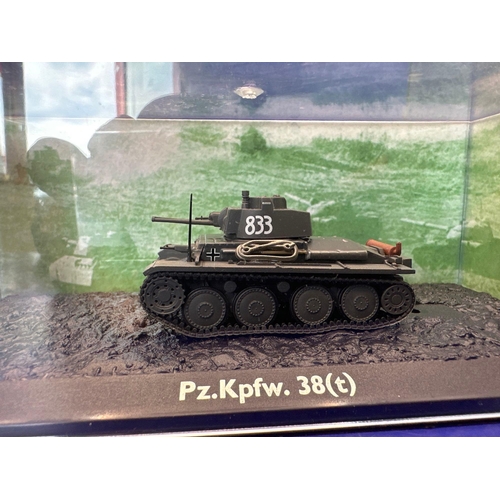 190 - Atlas Edition Ultimate tank in Perspex case, 1:72 scale. PZ.KPFW. 38(t)