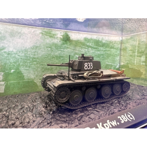 190 - Atlas Edition Ultimate tank in Perspex case, 1:72 scale. PZ.KPFW. 38(t)