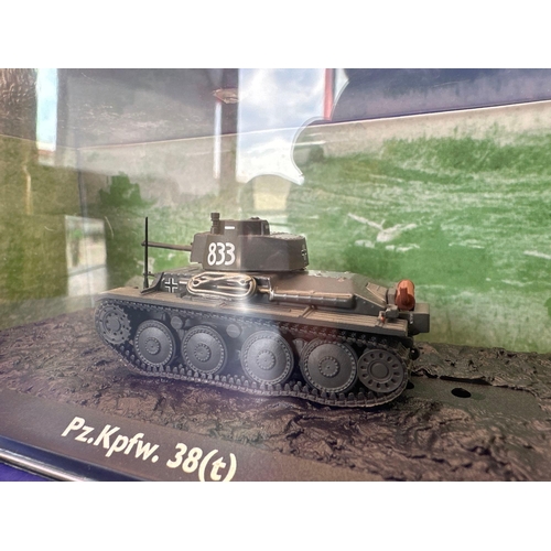 190 - Atlas Edition Ultimate tank in Perspex case, 1:72 scale. PZ.KPFW. 38(t)