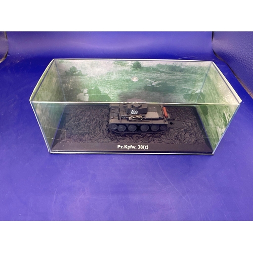 190 - Atlas Edition Ultimate tank in Perspex case, 1:72 scale. PZ.KPFW. 38(t)