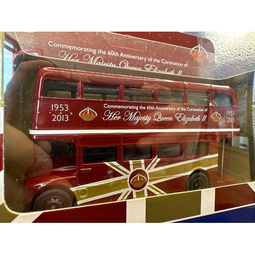 198 - Corgi Royal commemorative vehicle two vehicles, one mini, and one bus the 60th anniversary of the co... 