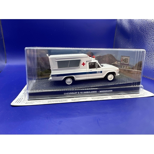 20 - James Bond Scale Diecast, Unopened Bubble Card. Chevrolet C10 Ambulance. Moonraker