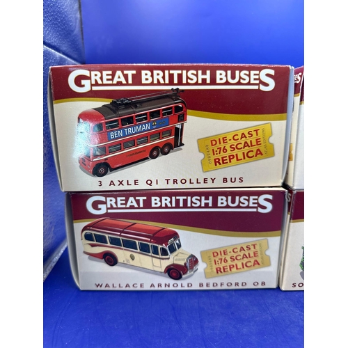 203 - 4 x Atlas Editions great British buses, western national Bristol K and self down Bristol, Ludecker a... 