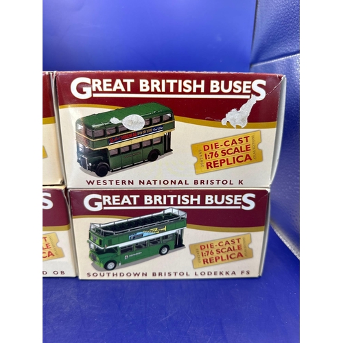 203 - 4 x Atlas Editions great British buses, western national Bristol K and self down Bristol, Ludecker a... 