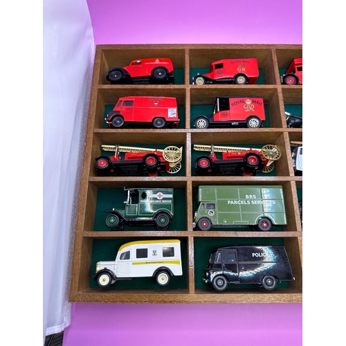 214 - 15 car display filled with Lledo models as pictured. All Service vehicles this includes Royal Mail, ... 