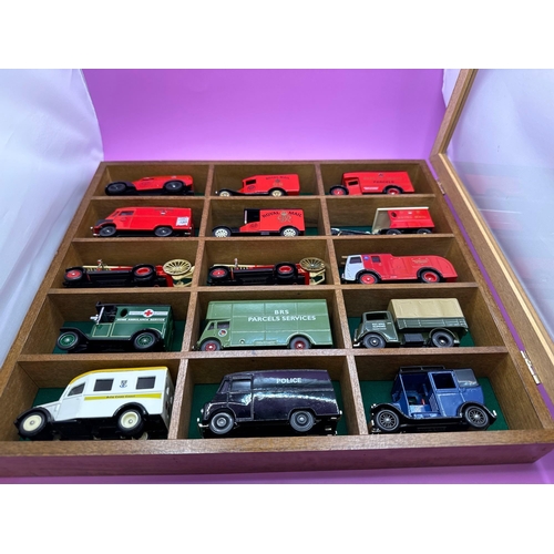 214 - 15 car display filled with Lledo models as pictured. All Service vehicles this includes Royal Mail, ... 