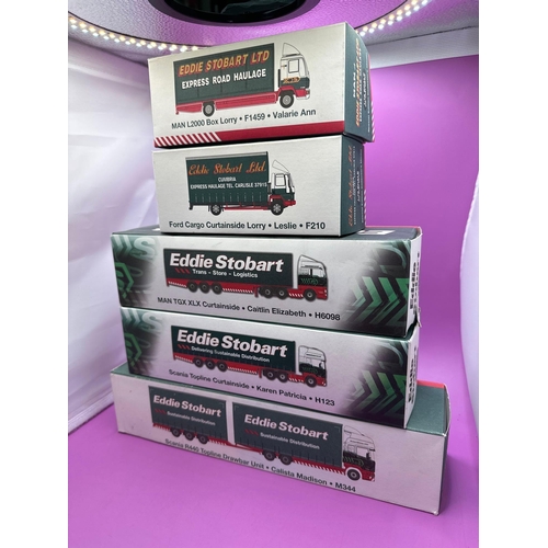 241 - 5 x Atlas Editions Eddie Stobart Vehicles, Ford Cargo Curtainside, mahan, TGXXX curtain side, Scania... 