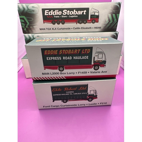 241 - 5 x Atlas Editions Eddie Stobart Vehicles, Ford Cargo Curtainside, mahan, TGXXX curtain side, Scania... 