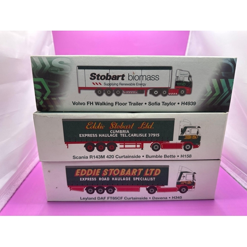 242 - 5 x Atlas Editions Eddie Stobart Vehicles, Scania, R143M 420 curtain side, Leyland Daf, curtain side... 