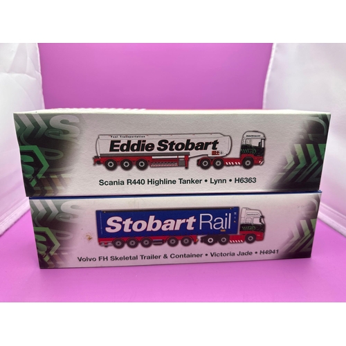 242 - 5 x Atlas Editions Eddie Stobart Vehicles, Scania, R143M 420 curtain side, Leyland Daf, curtain side... 