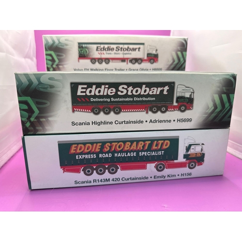 245 - 5 x Atlas Editions Eddie Stobart Vehicles, Scania, Highline, curtain side, Scania, R143M for 20 curt... 