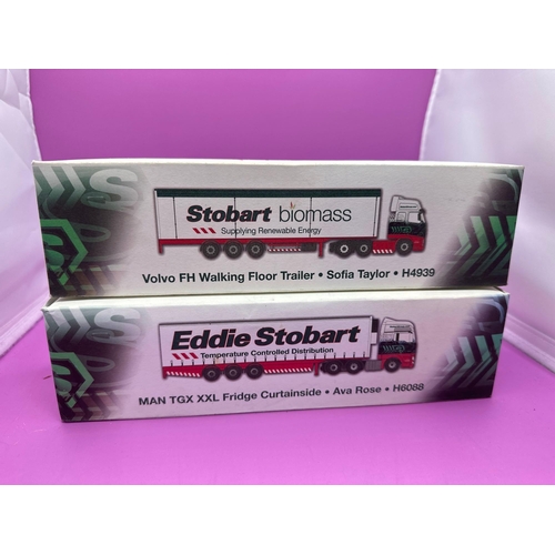 246 - 4 x Atlas Editions Eddie Stobart Vehicles, Scania, R440 Highline refrigerated trailer, Volvo, FH, fo... 