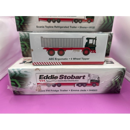 248 - 5 x Atlas Editions Eddie Stobart Vehicles still in cellophane, ASE, ErgoMatic six wheel tipper, Volv... 