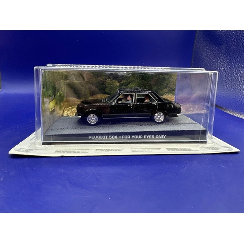 25 - James Bond Scale Diecast, Unopened Bubble Card. Peugeot 504, For Your Eyes Only