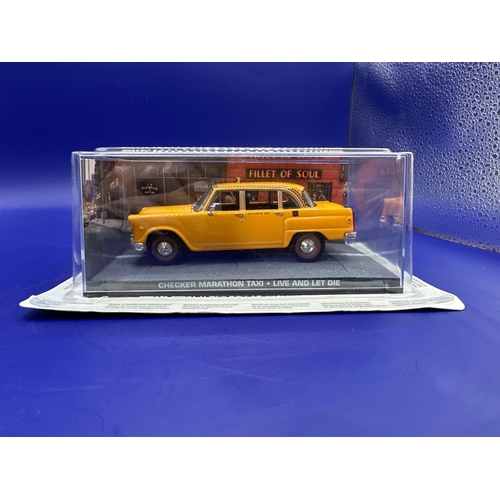 4 - James Bond Scale Diecast, Unopened Bubble Card. Checker Marathon Taxi. Live And Let Die