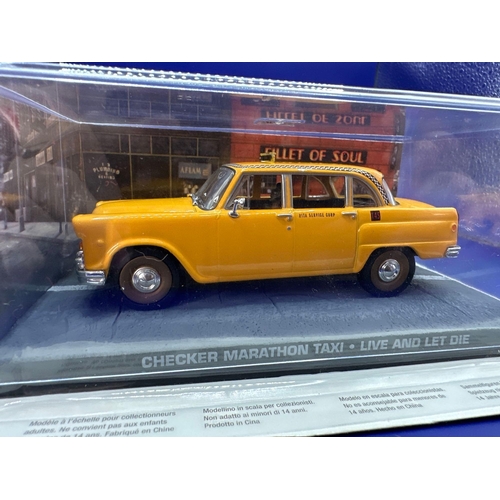 4 - James Bond Scale Diecast, Unopened Bubble Card. Checker Marathon Taxi. Live And Let Die